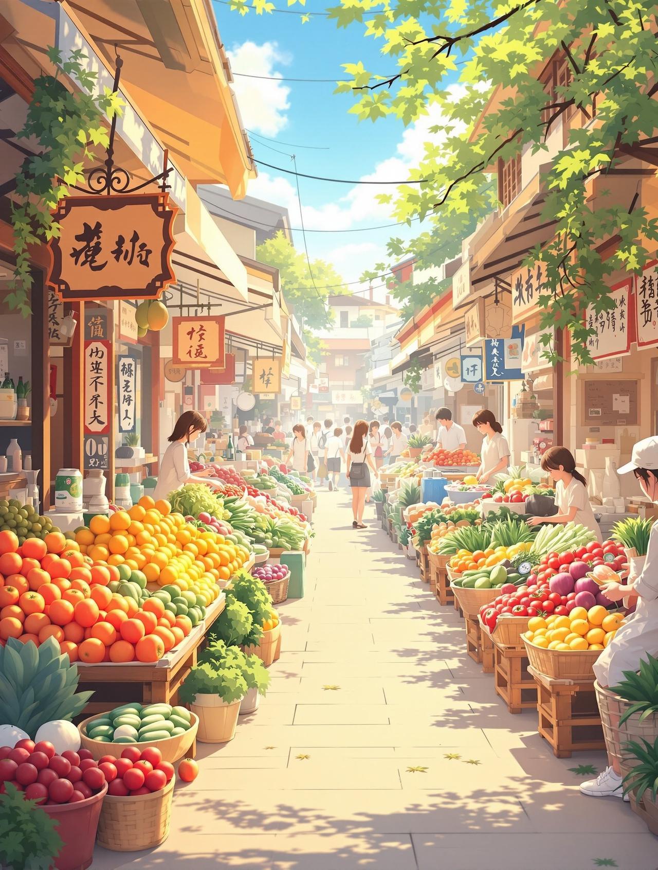 黄果魔改 - 清晨菜市场